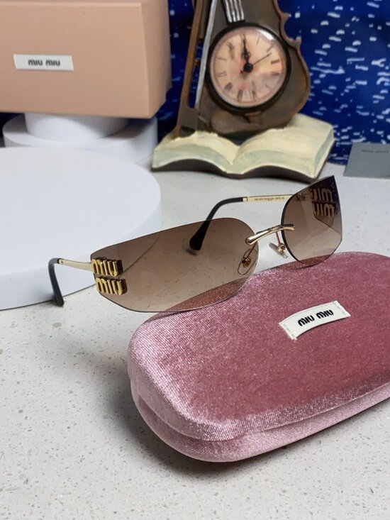 Miu Miu® Accessories - Miu Miu Rimless Gradient Sunglasses with Logo Detail